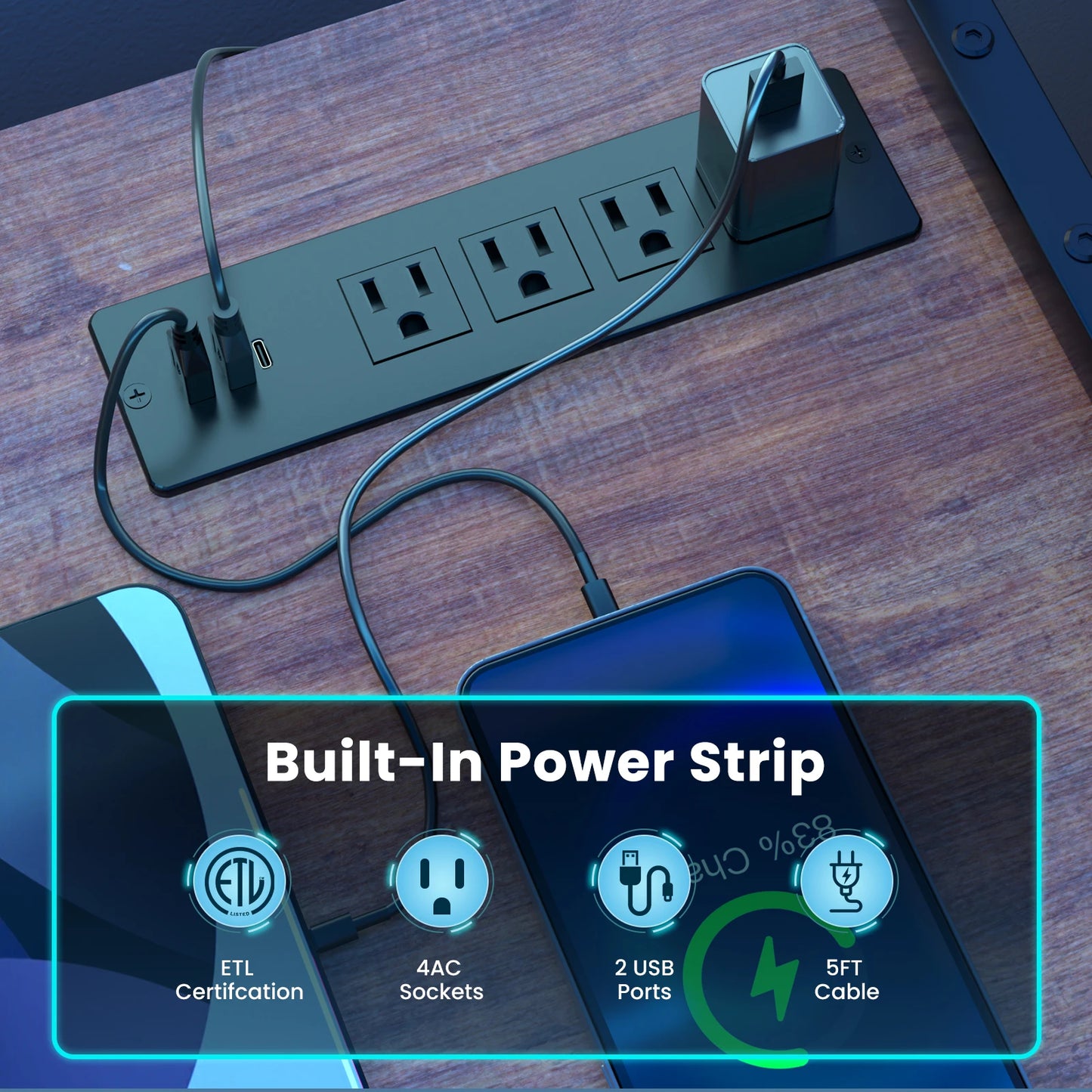 67" L-Shaped Gaming Desk