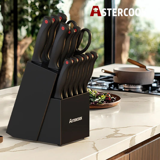 German Steel Kitchen Knife Block