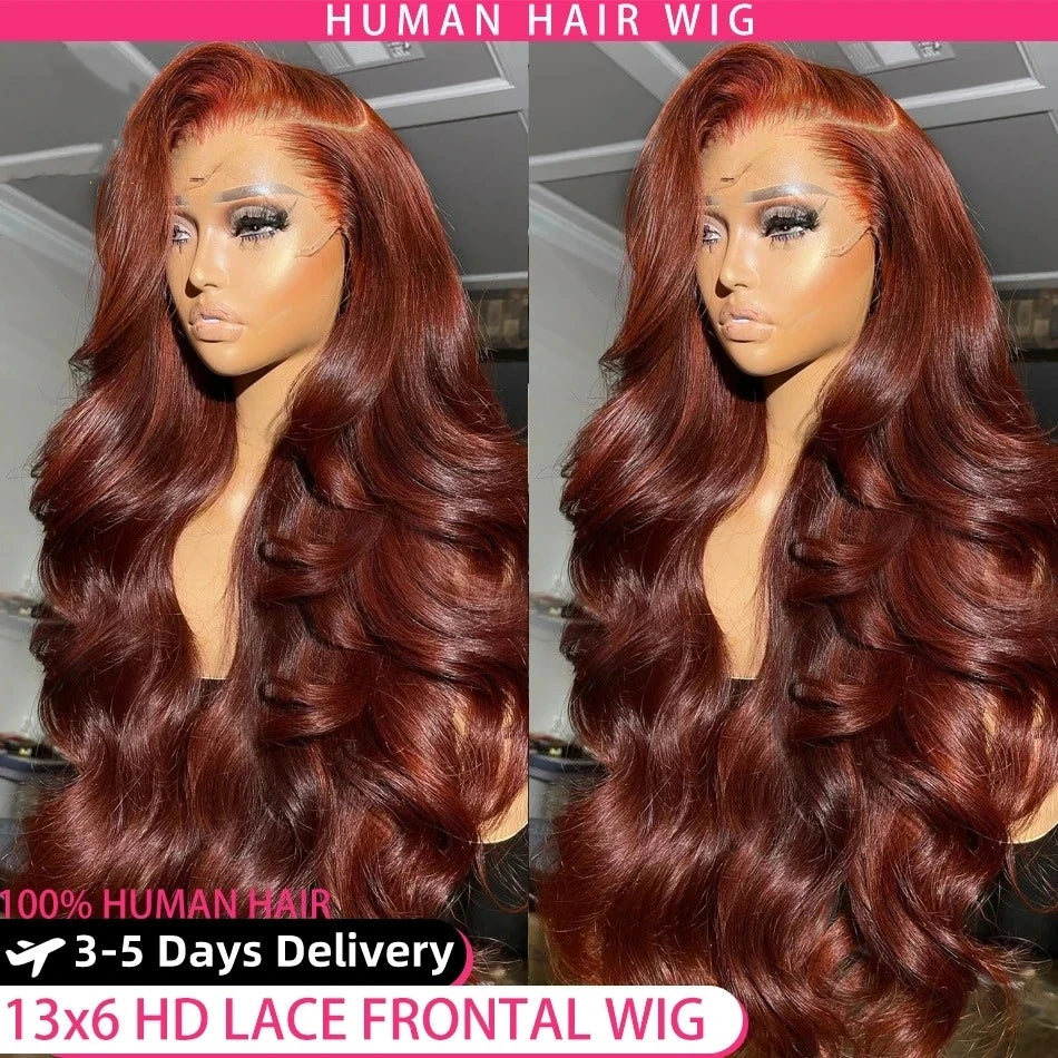 YKB Reddish Brown Body Wave Wig