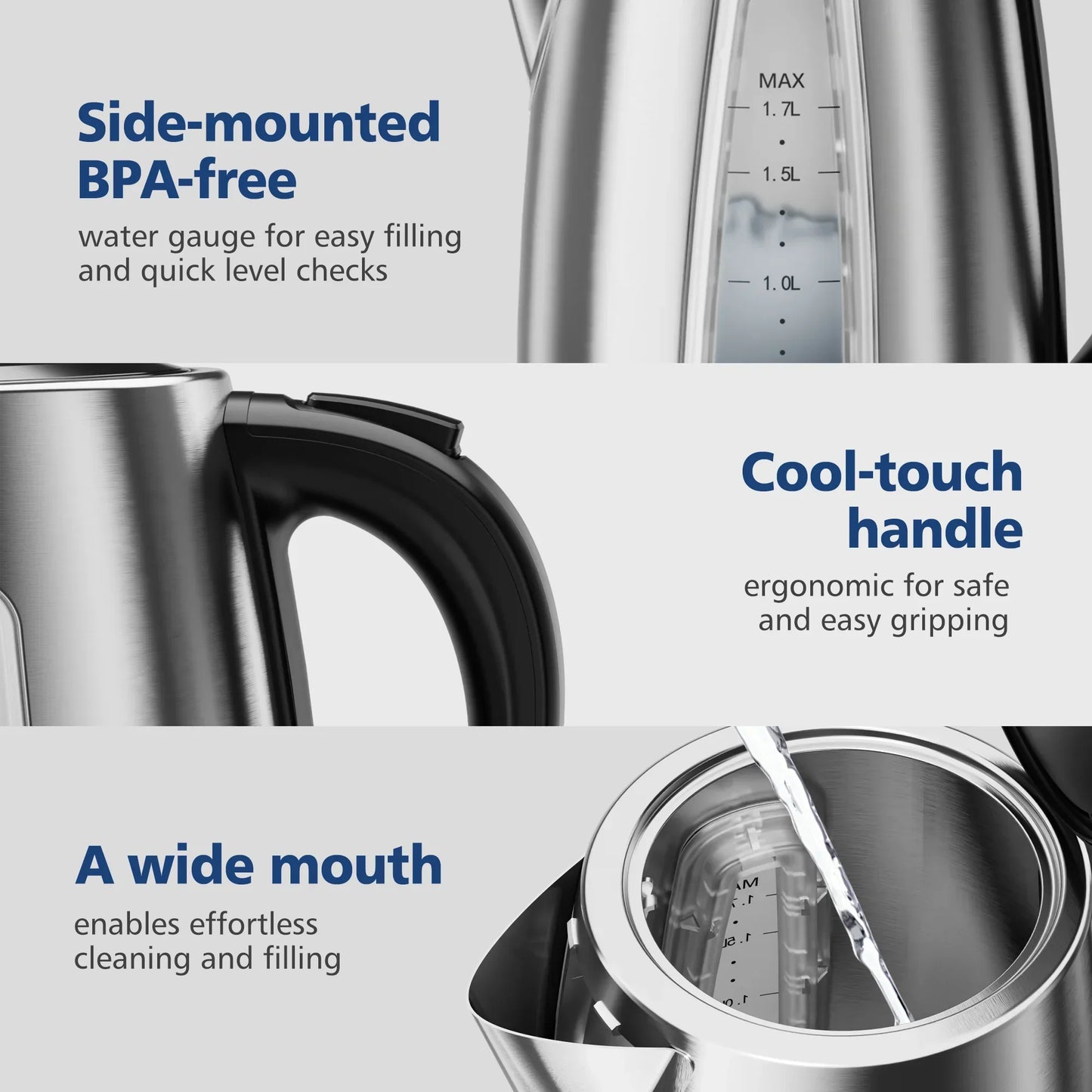 CACHOO Electric Stainless Steel Kettle 1.7L