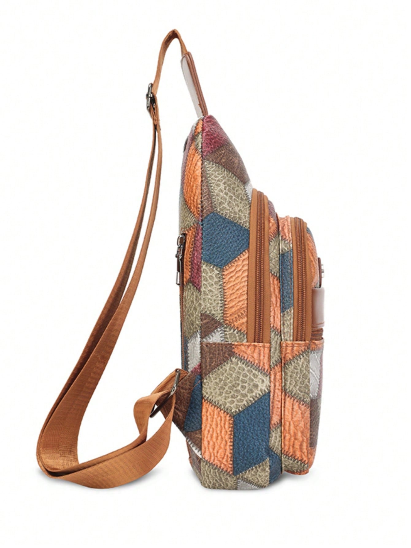 Colorblock Plaid Crossbody Bag