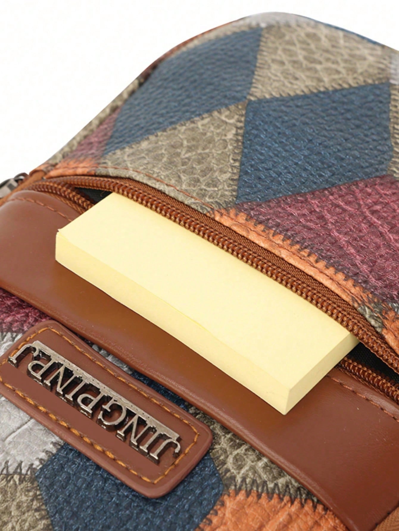 Colorblock Plaid Crossbody Bag