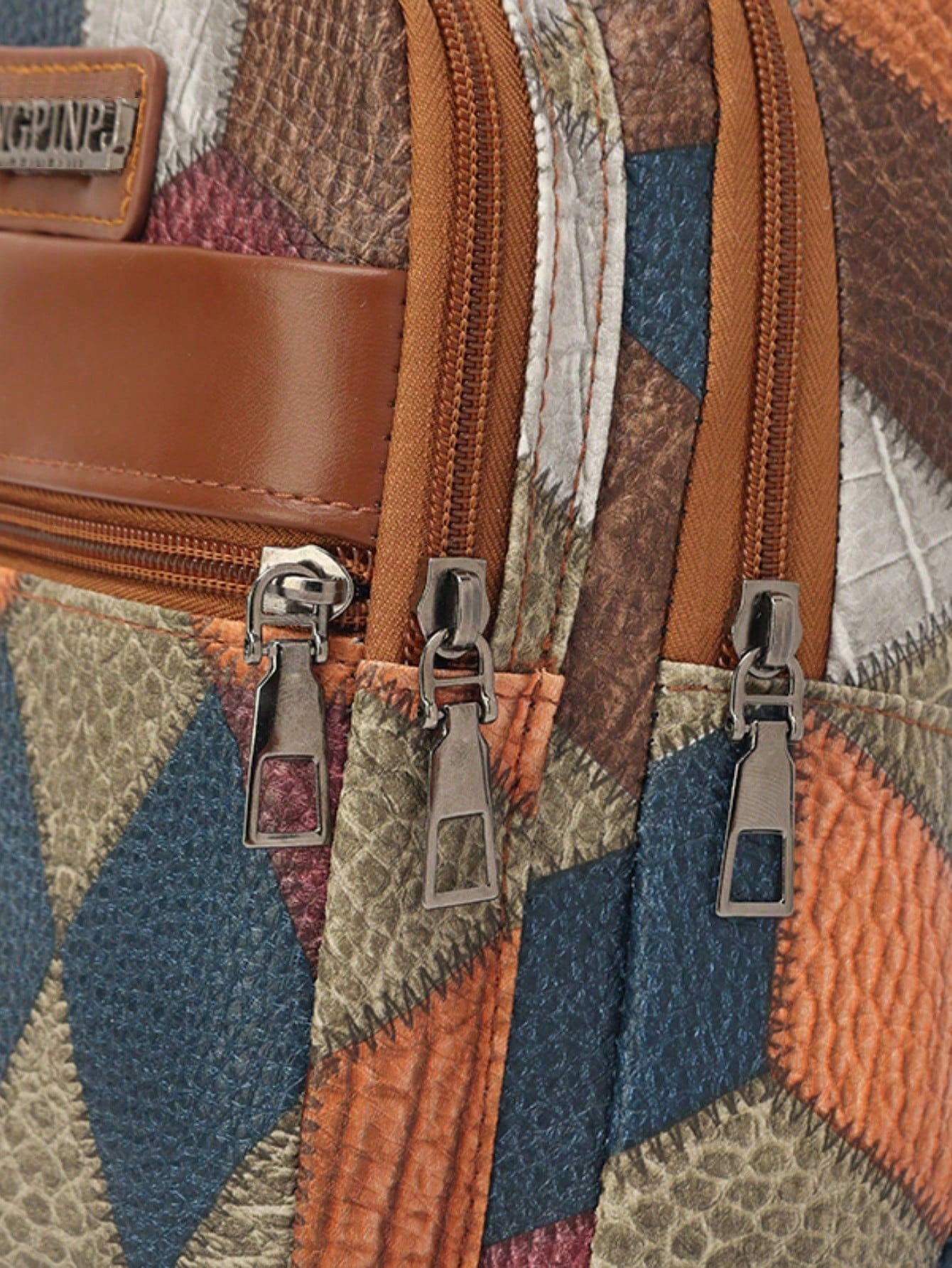 Colorblock Plaid Crossbody Bag