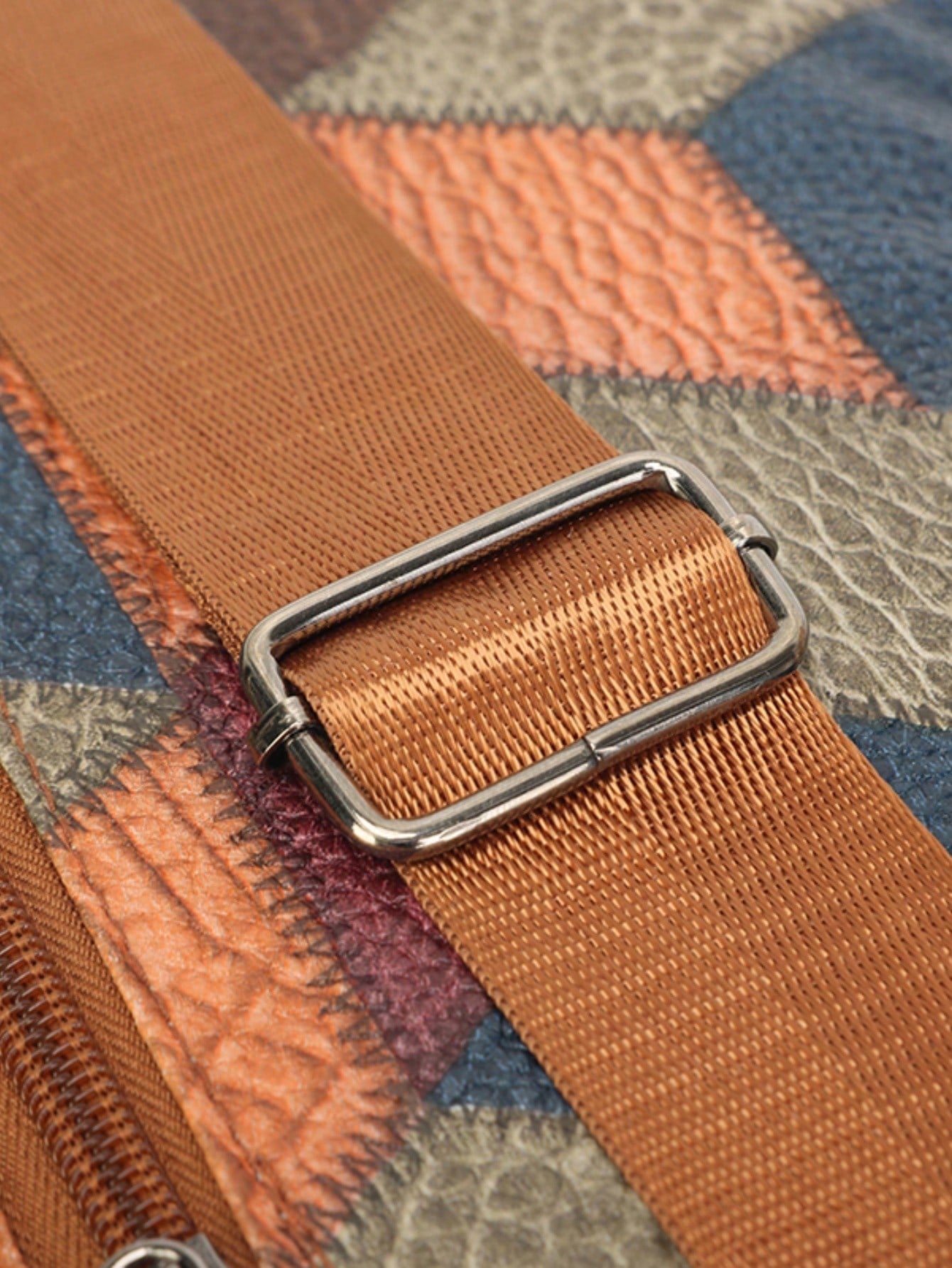 Colorblock Plaid Crossbody Bag