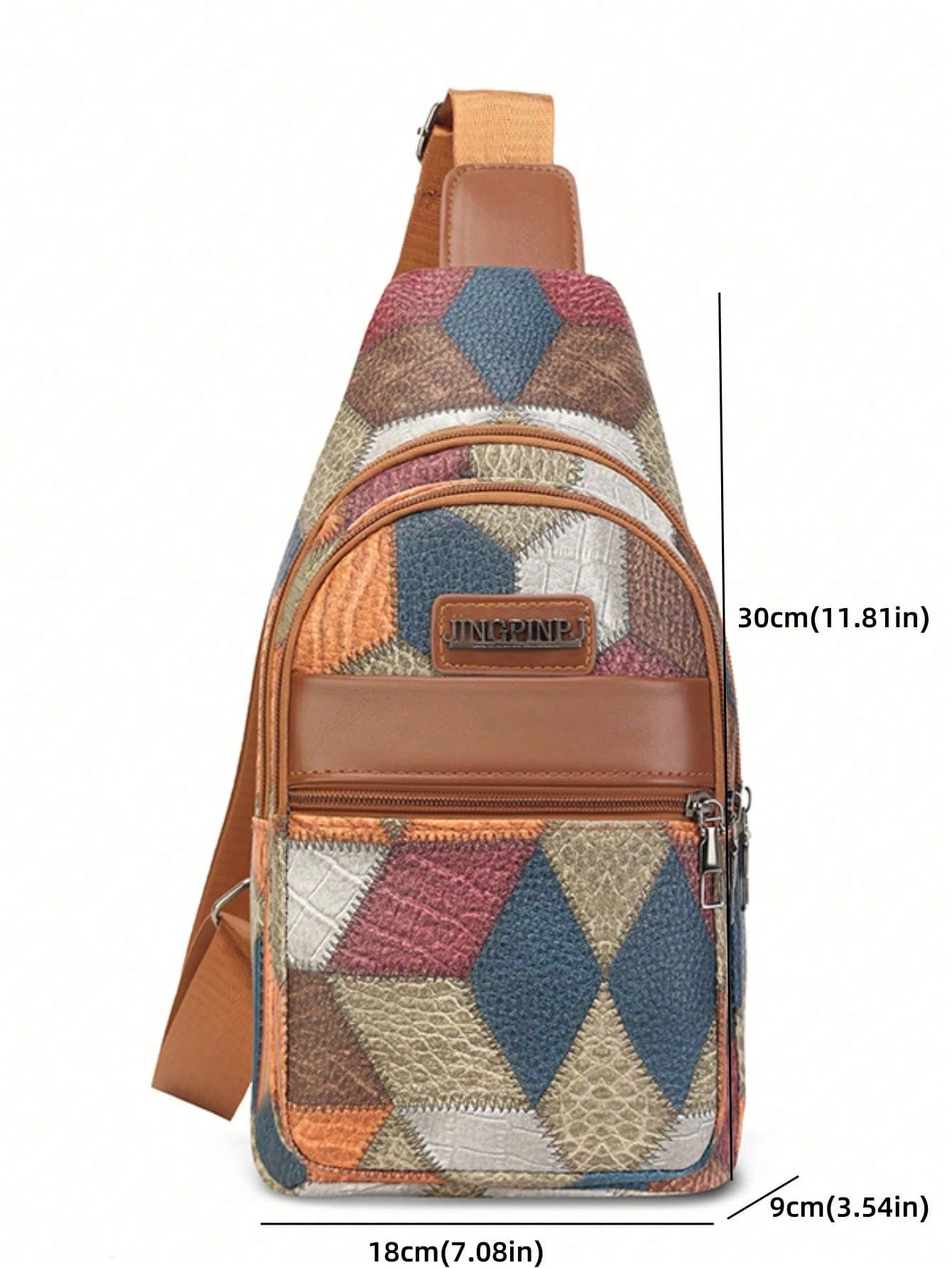 Colorblock Plaid Crossbody Bag