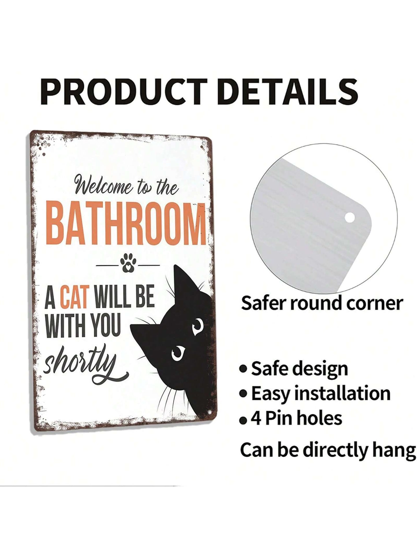 Funny Cat Bathroom Sign