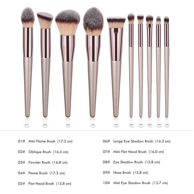Luxury Hot Champagne Makeup Brush Set