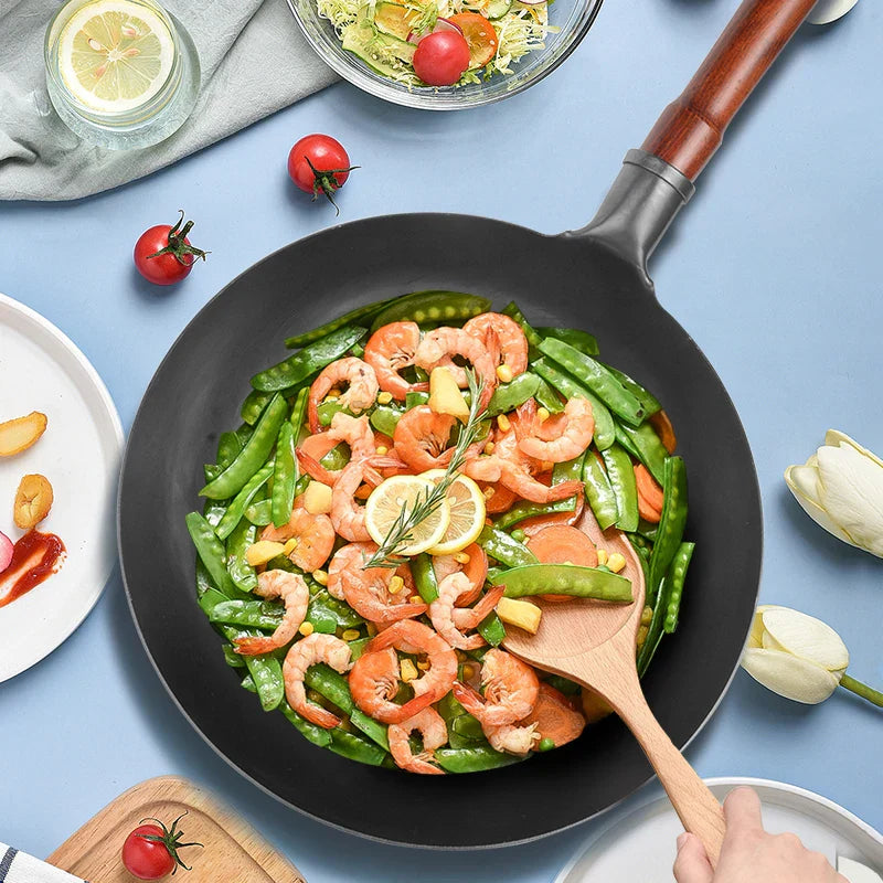 Non-Coated Iron Wok Pan