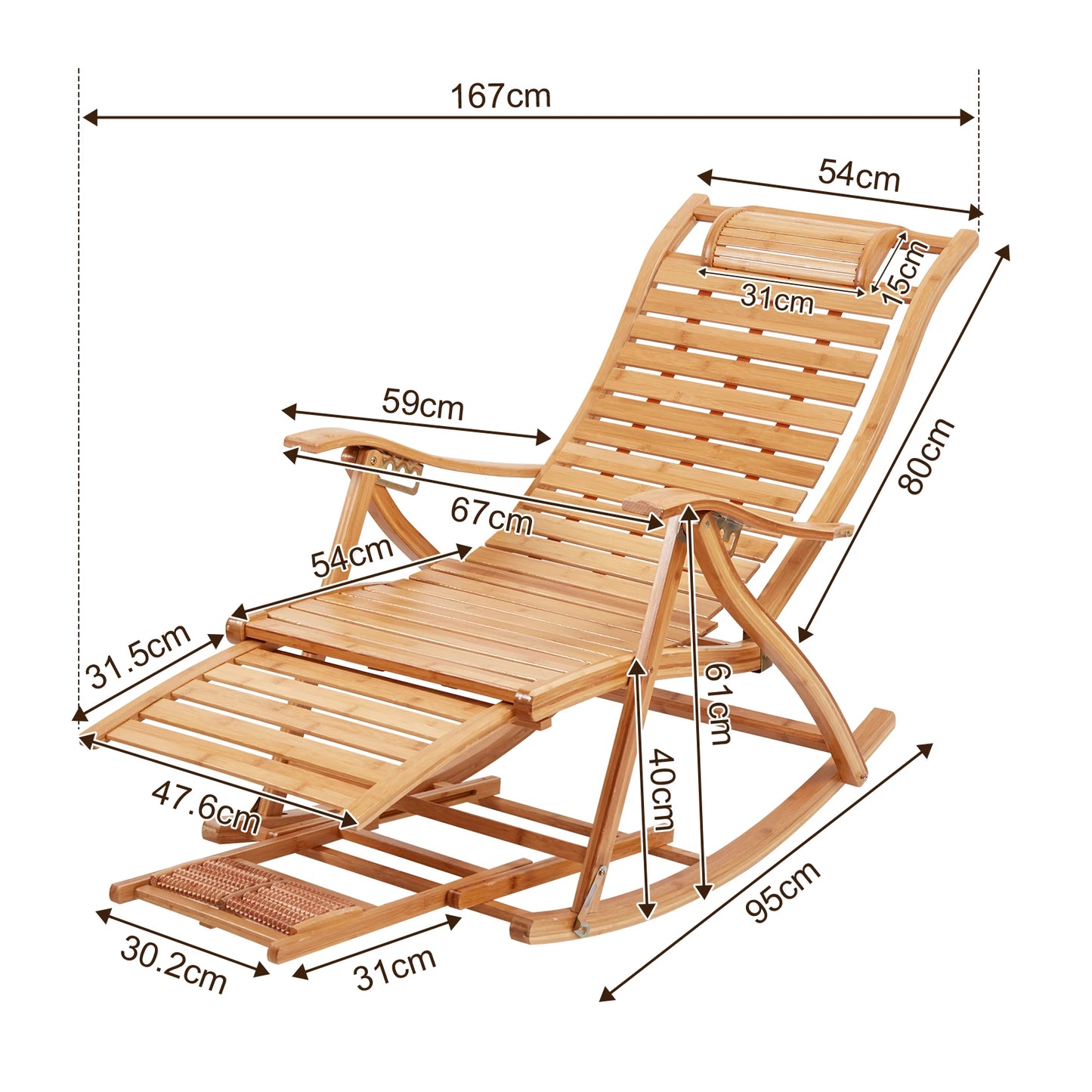 Heavy Duty Bamboo Rocking Recliner