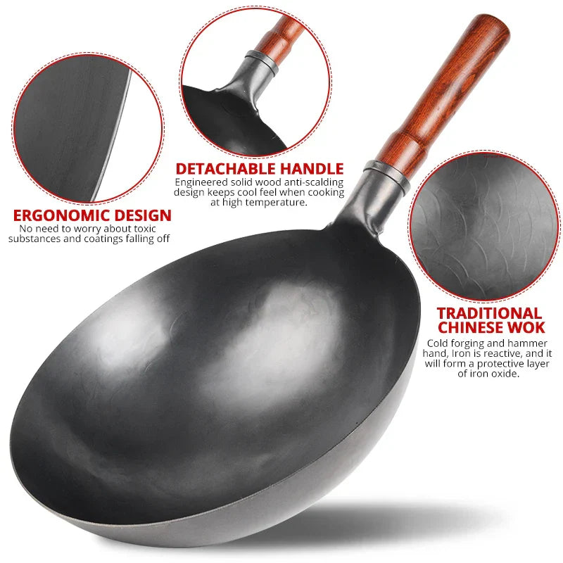 Non-Coated Iron Wok Pan