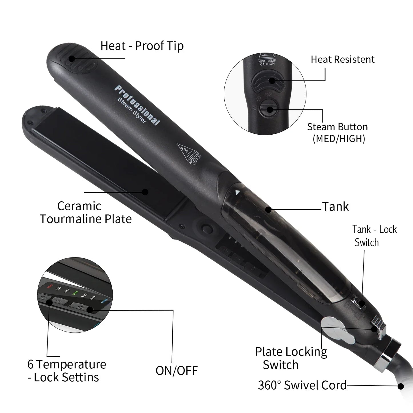 Steam Ceramic Hair Straightener