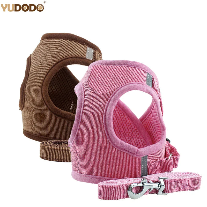 YUDODO Reflective Corduroy Dog Harness Set