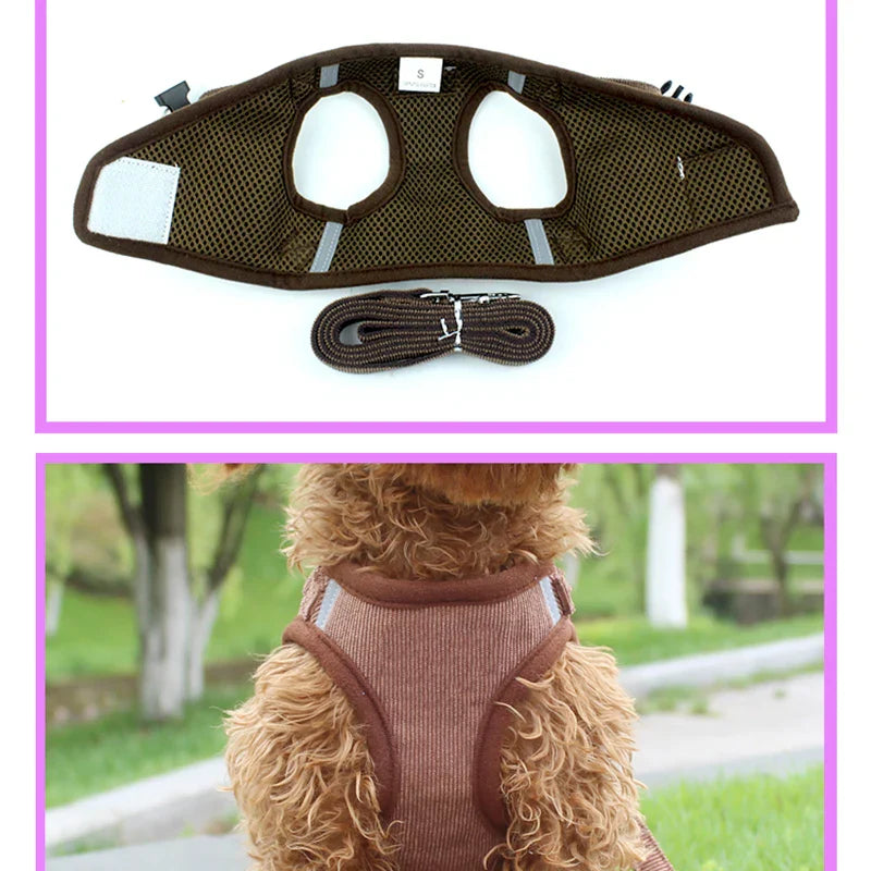 YUDODO Reflective Corduroy Dog Harness Set