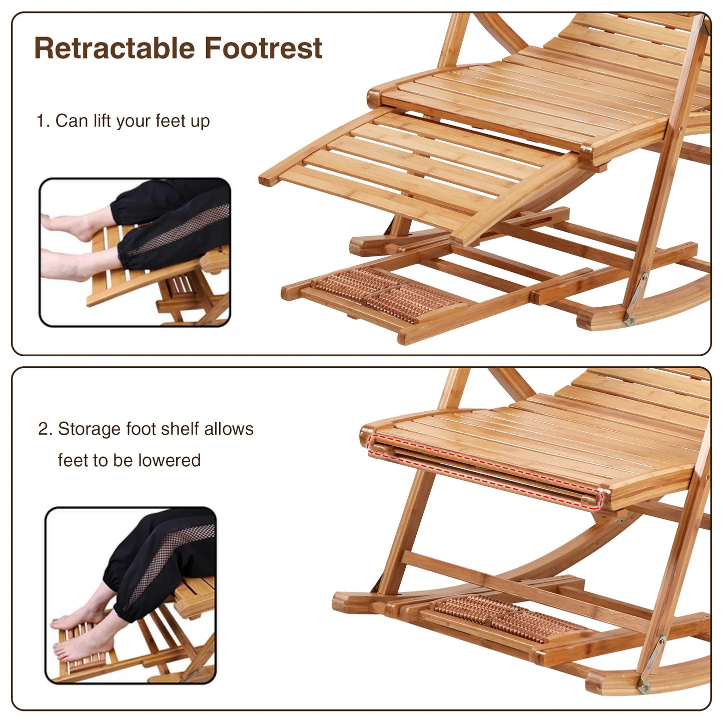 Heavy Duty Bamboo Rocking Recliner