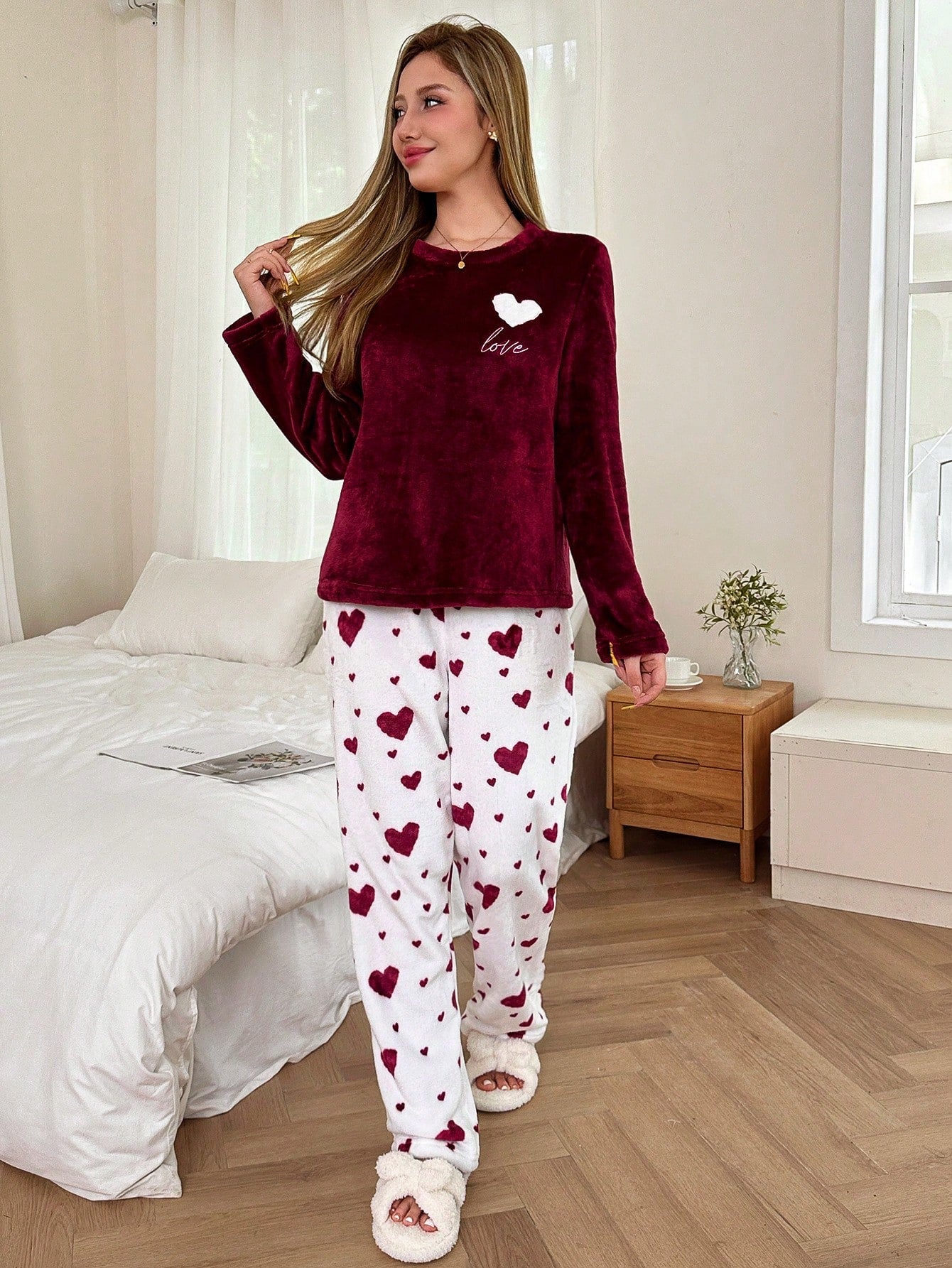 Heart Flannel Winter Pajama Set