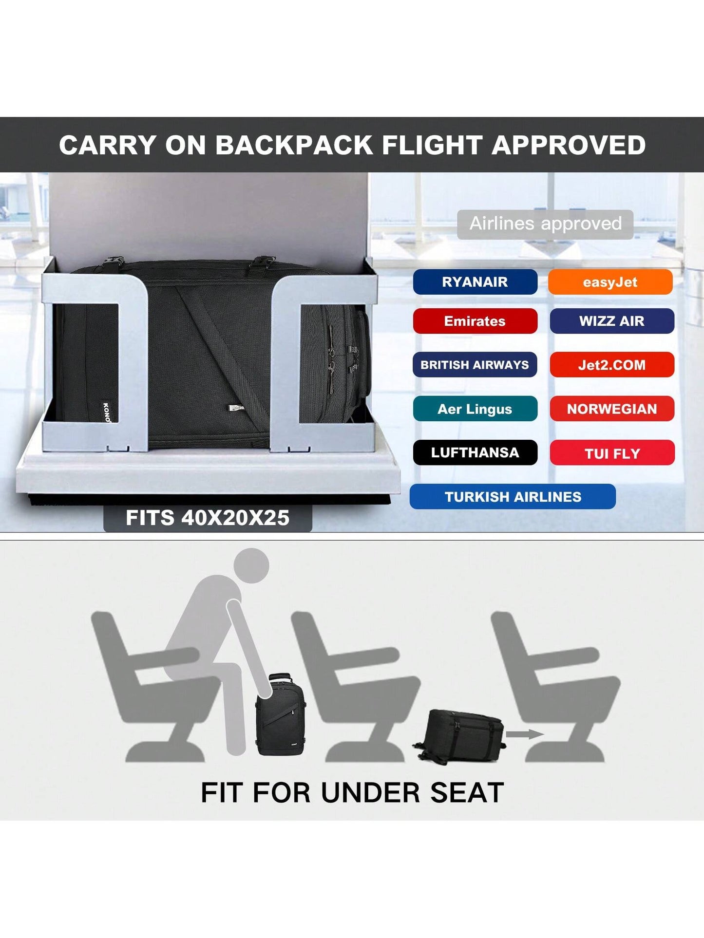 KONO 20L Lightweight Cabin Backpack