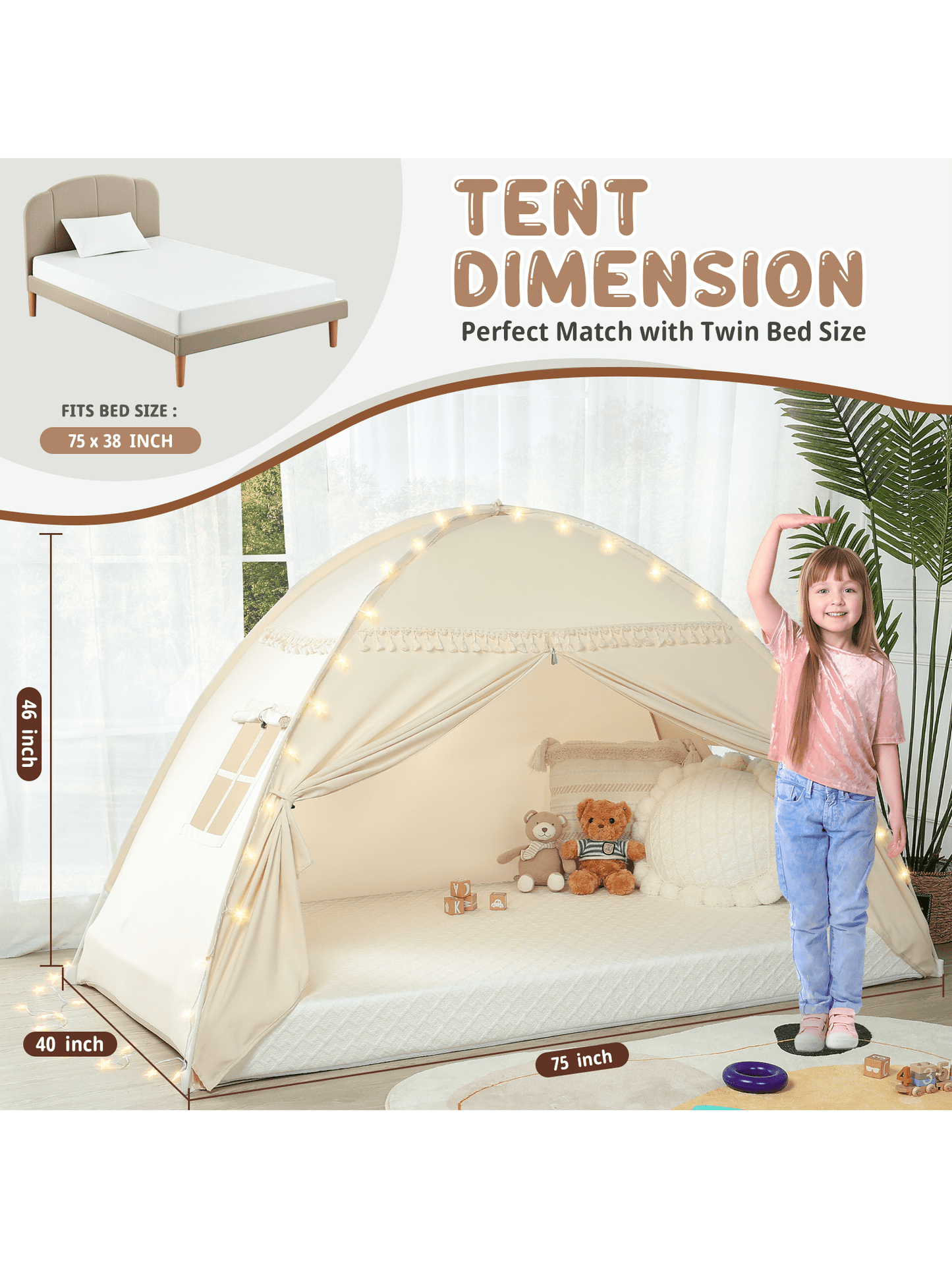 Kids Twin Bed Tent Canopy