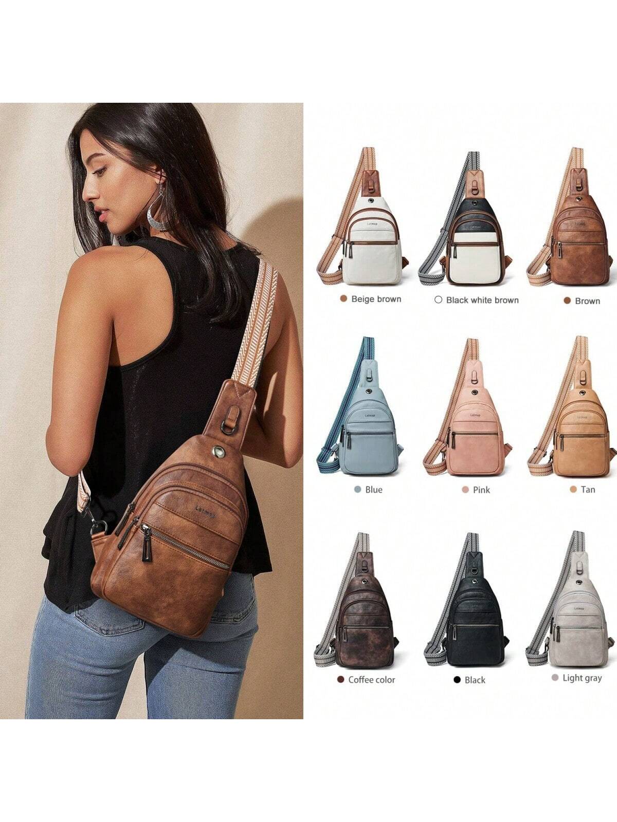 LATMAP Vegan Leather Sling Bag - Claret