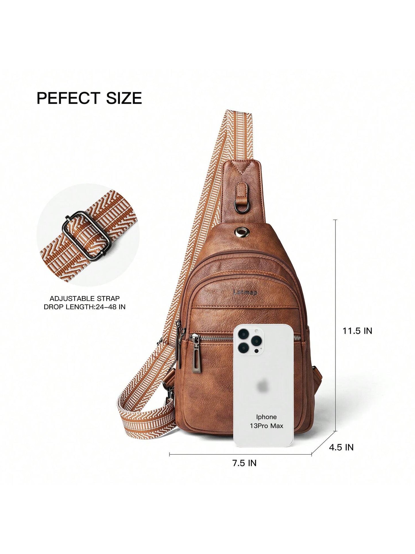 LATMAP Vegan Leather Sling Bag - Claret