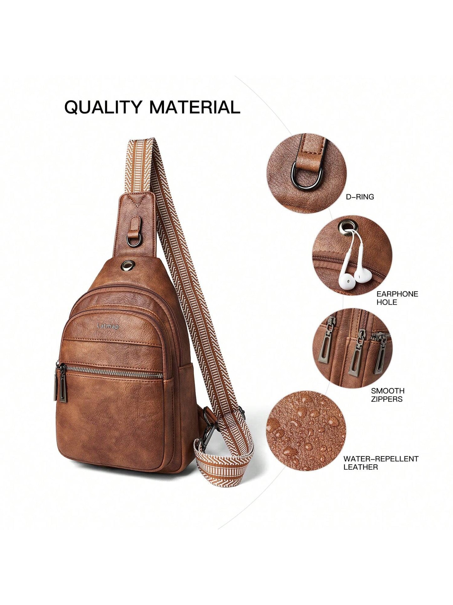 LATMAP Vegan Leather Sling Bag - Claret