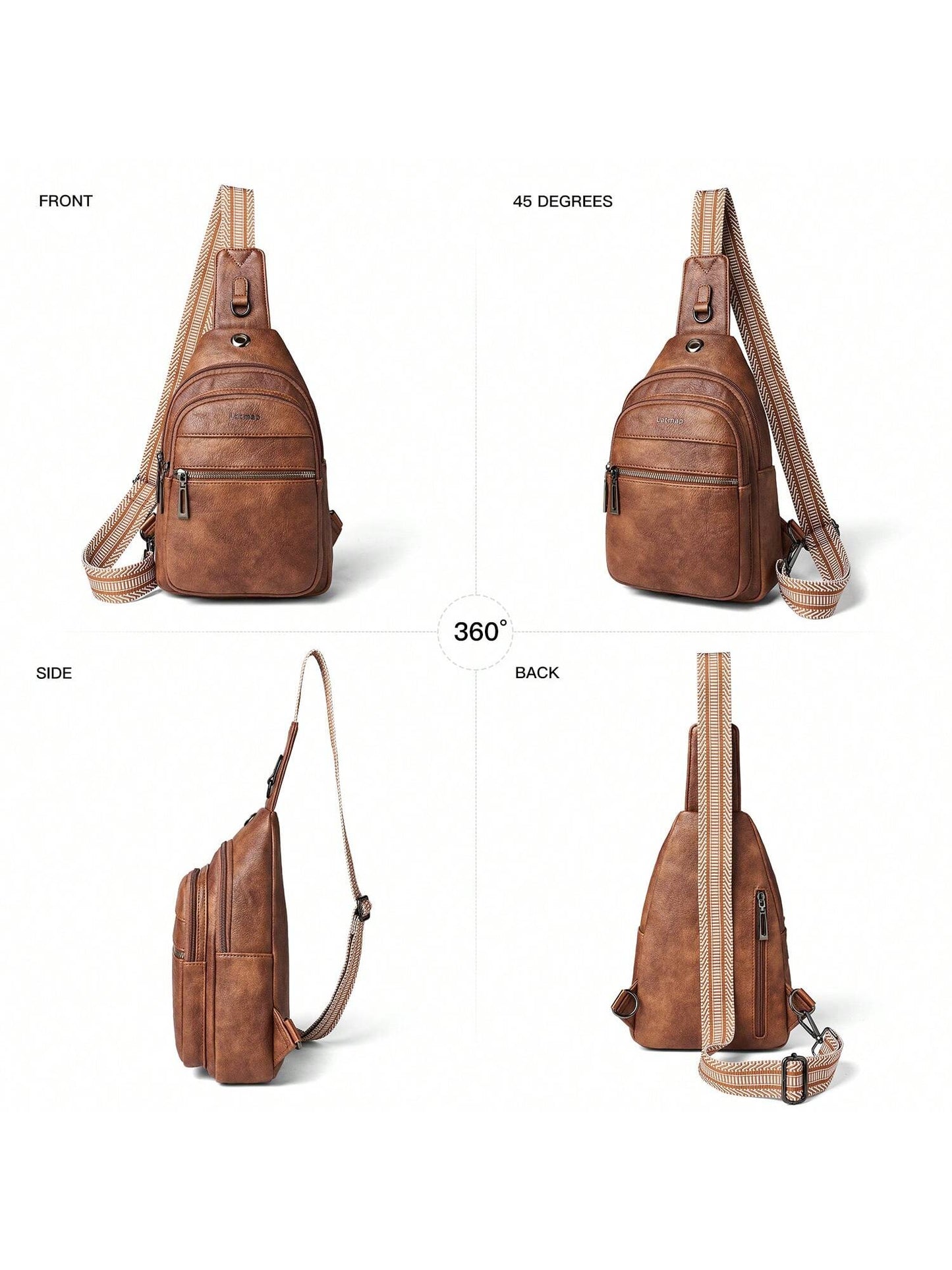 LATMAP Vegan Leather Sling Bag - Claret