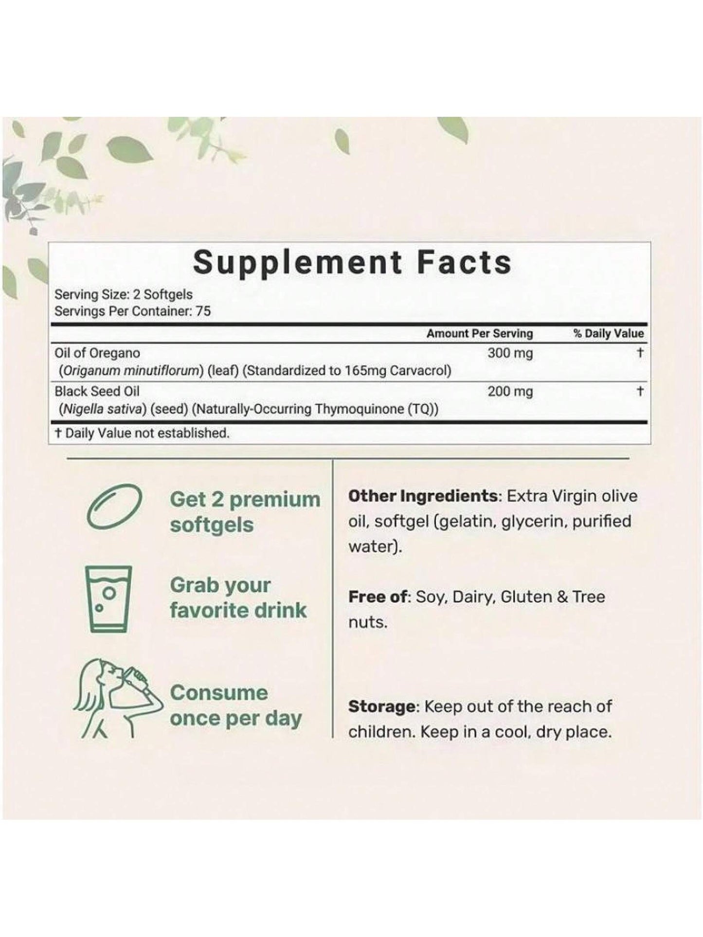 Oregano Black Seed Oil Softgels