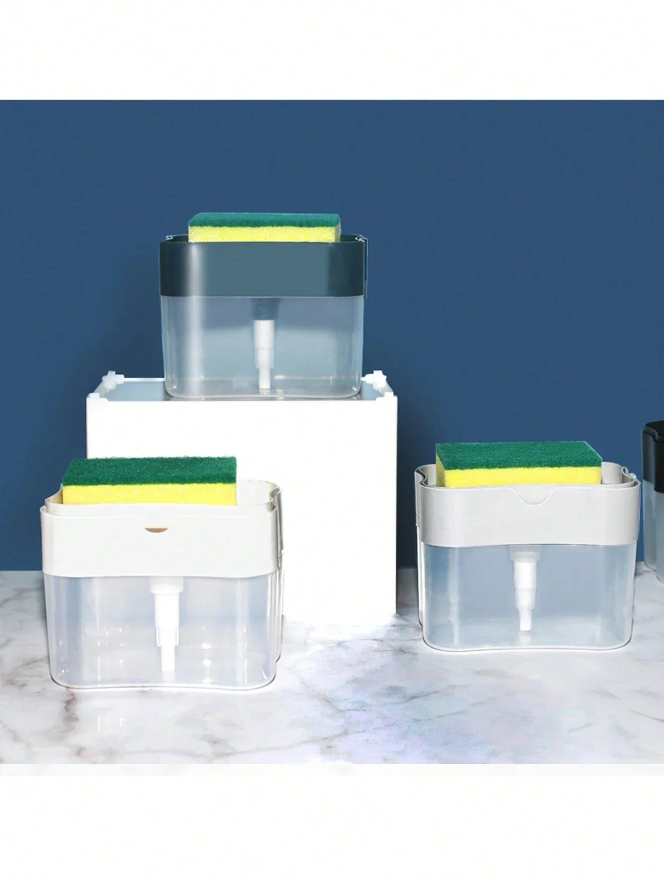 Press-Type Soap Dispenser with Scrubber