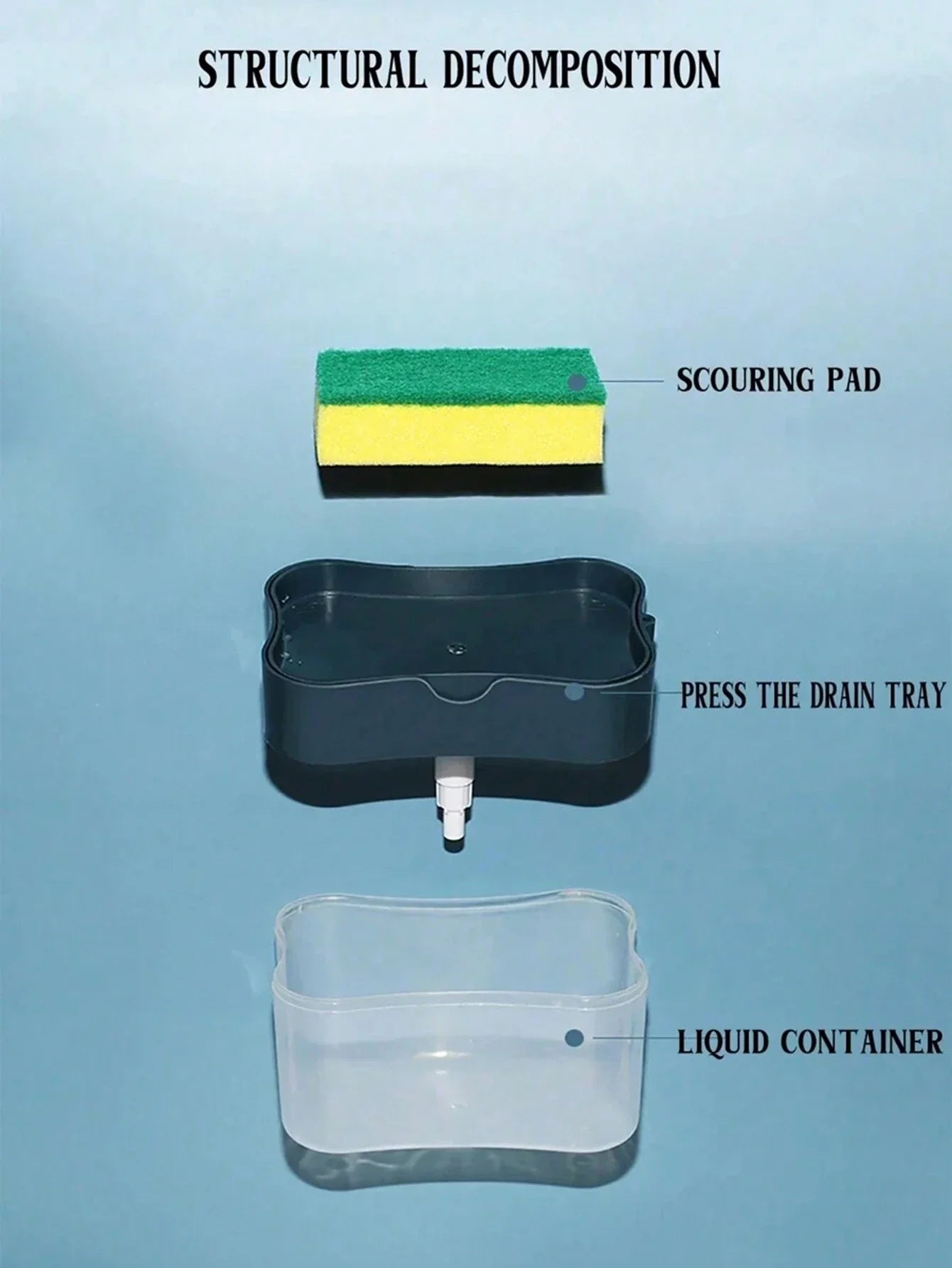 Press-Type Soap Dispenser with Scrubber