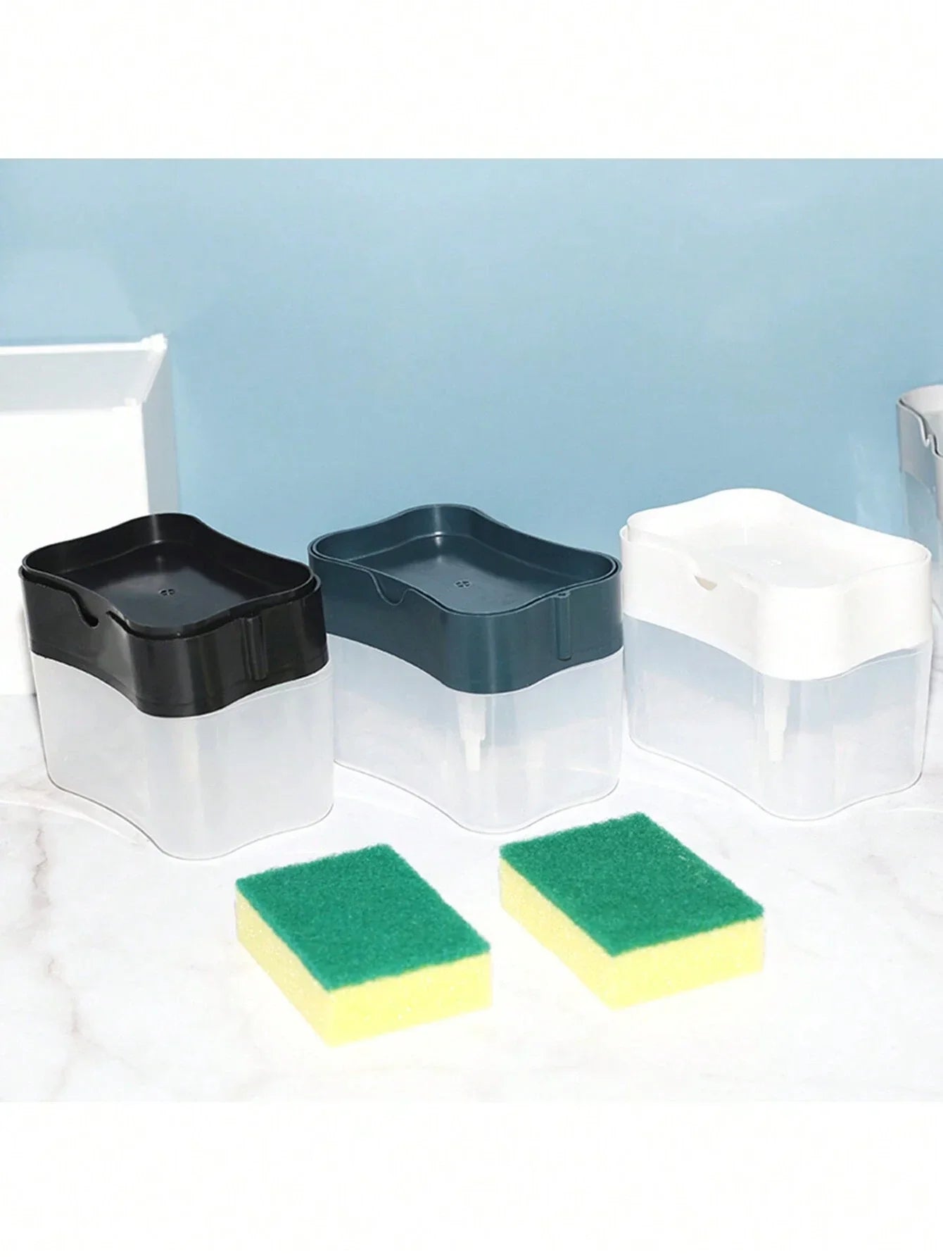 Press-Type Soap Dispenser with Scrubber