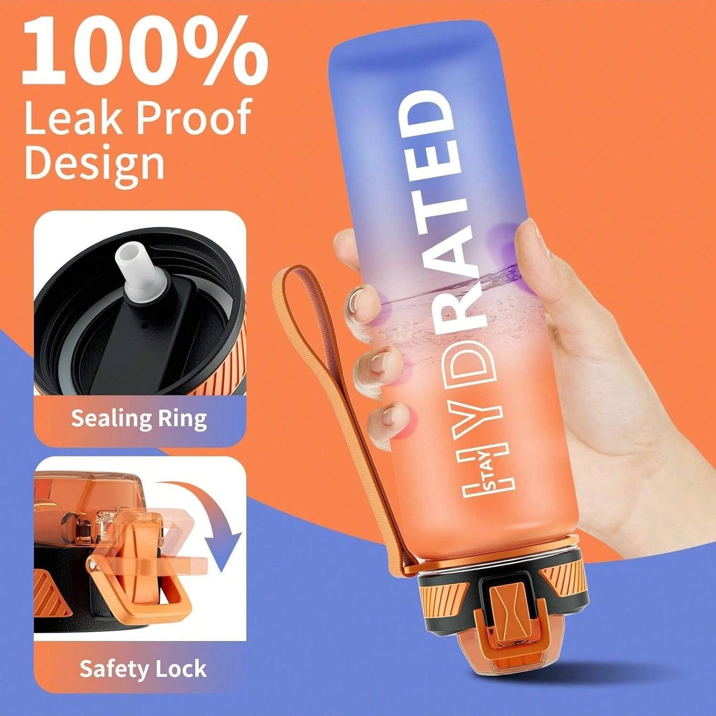 QLUR 32oz Motivational Water Bottle