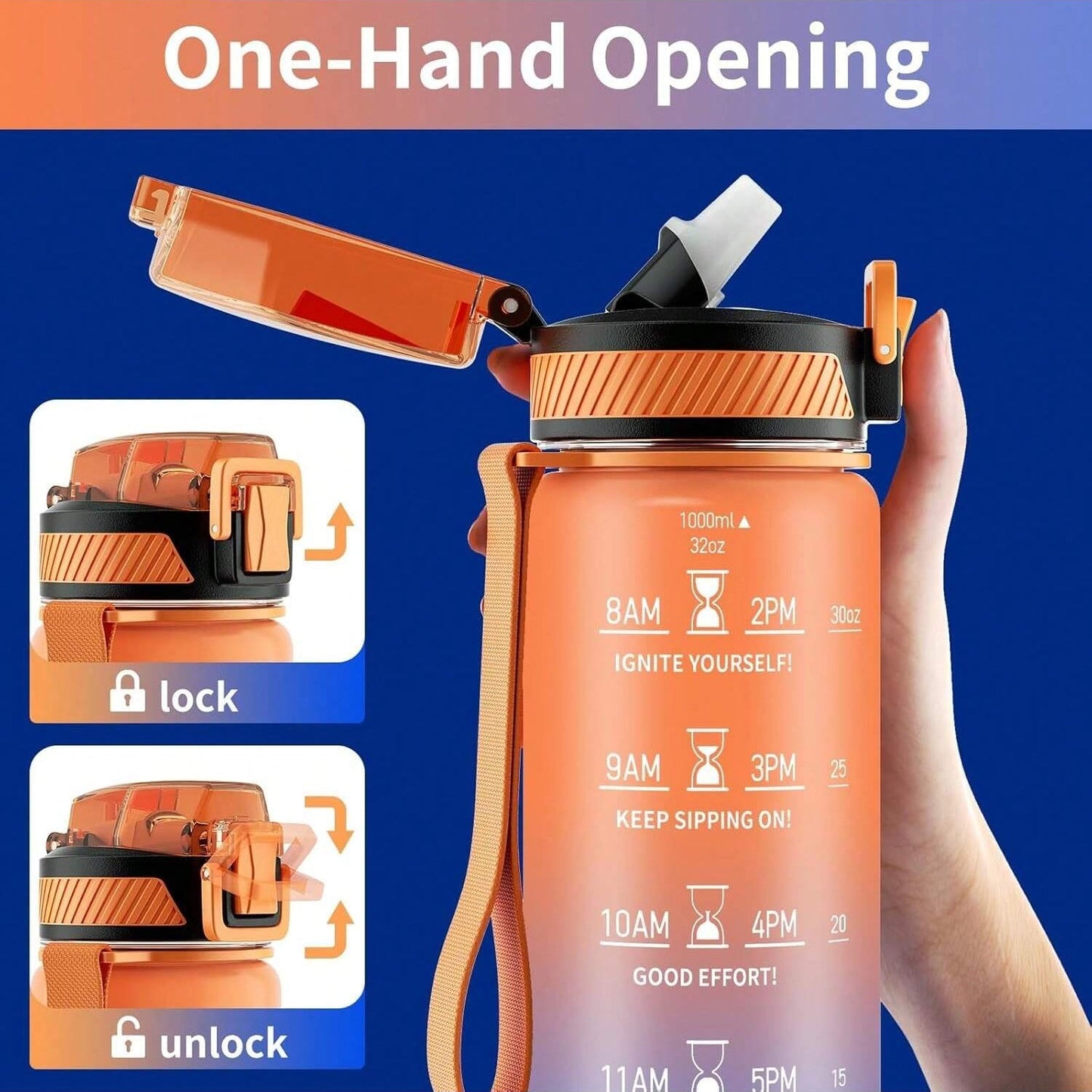 QLUR 32oz Motivational Water Bottle