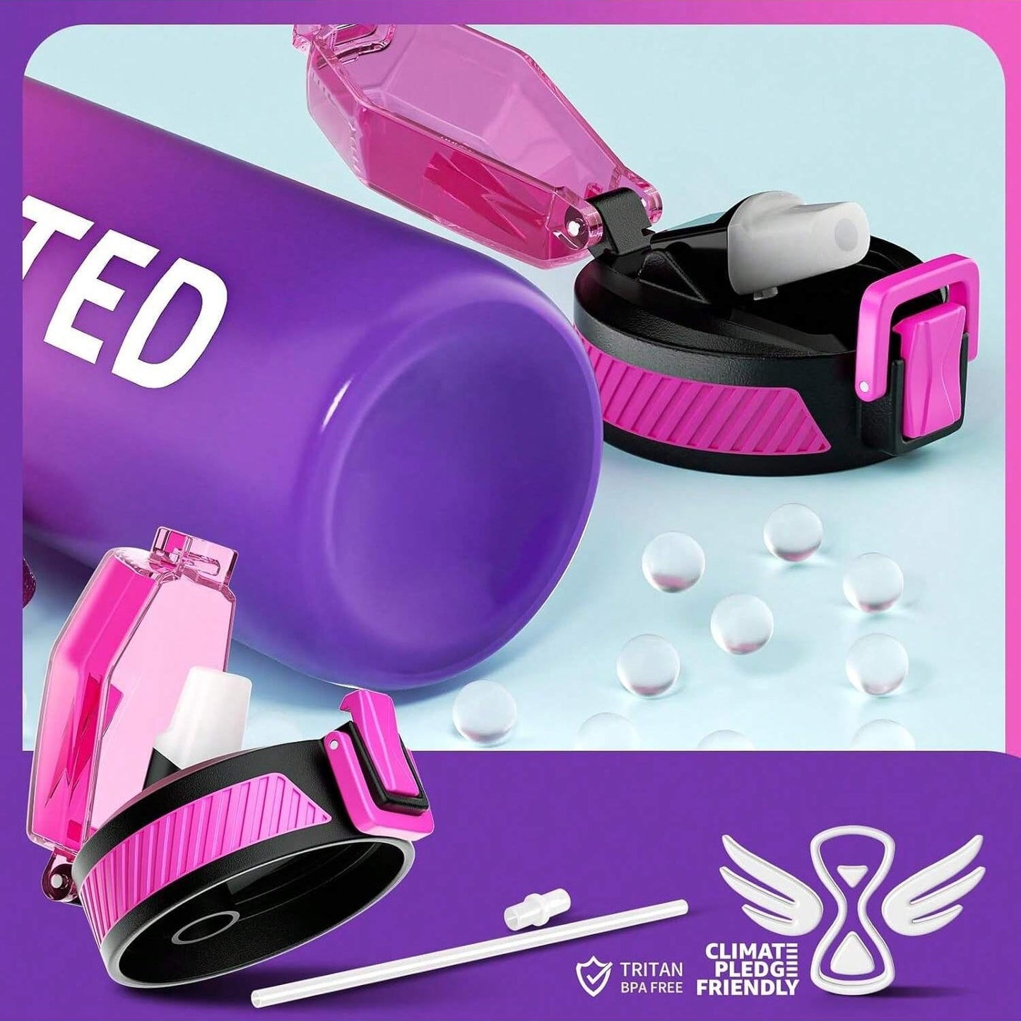 QLUR 32oz Motivational Bottle - Purple Rose