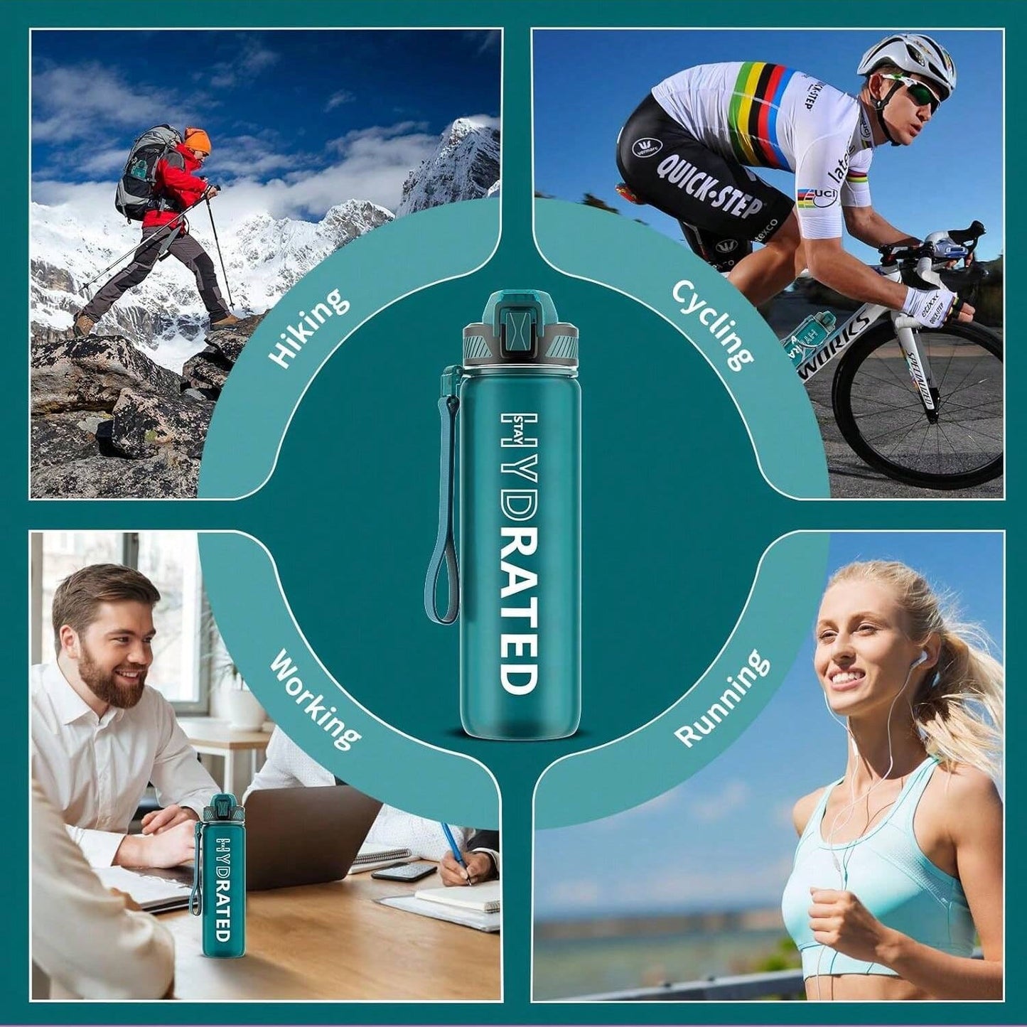 QLUR Water Bottle With Straw - 32oz