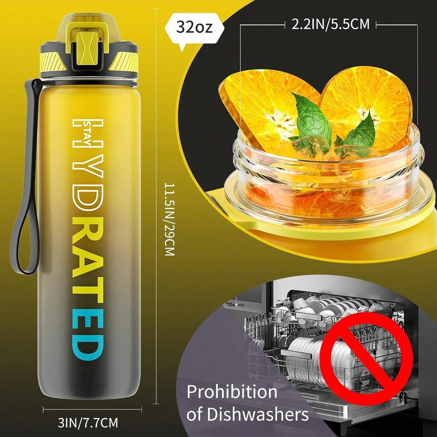 QLUR 32oz Sports Water Bottle