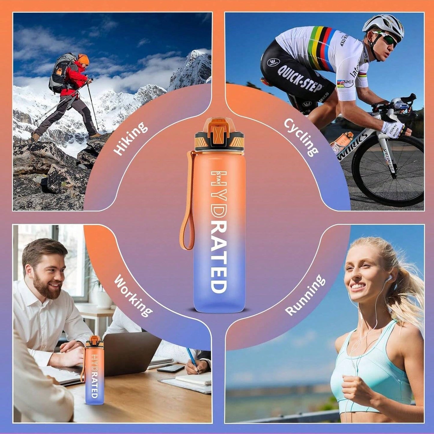 QLUR 32oz Motivational Water Bottle