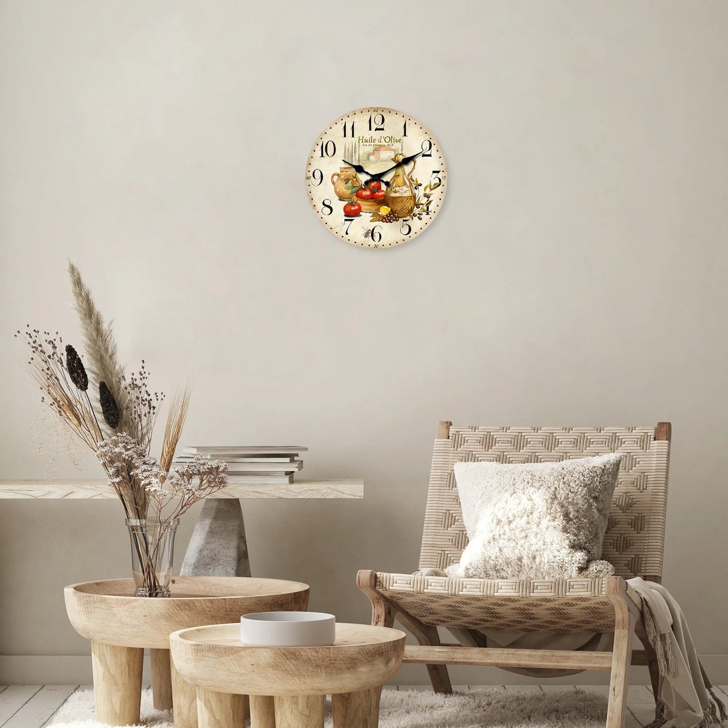 Retro Wooden Olive Wall Clock