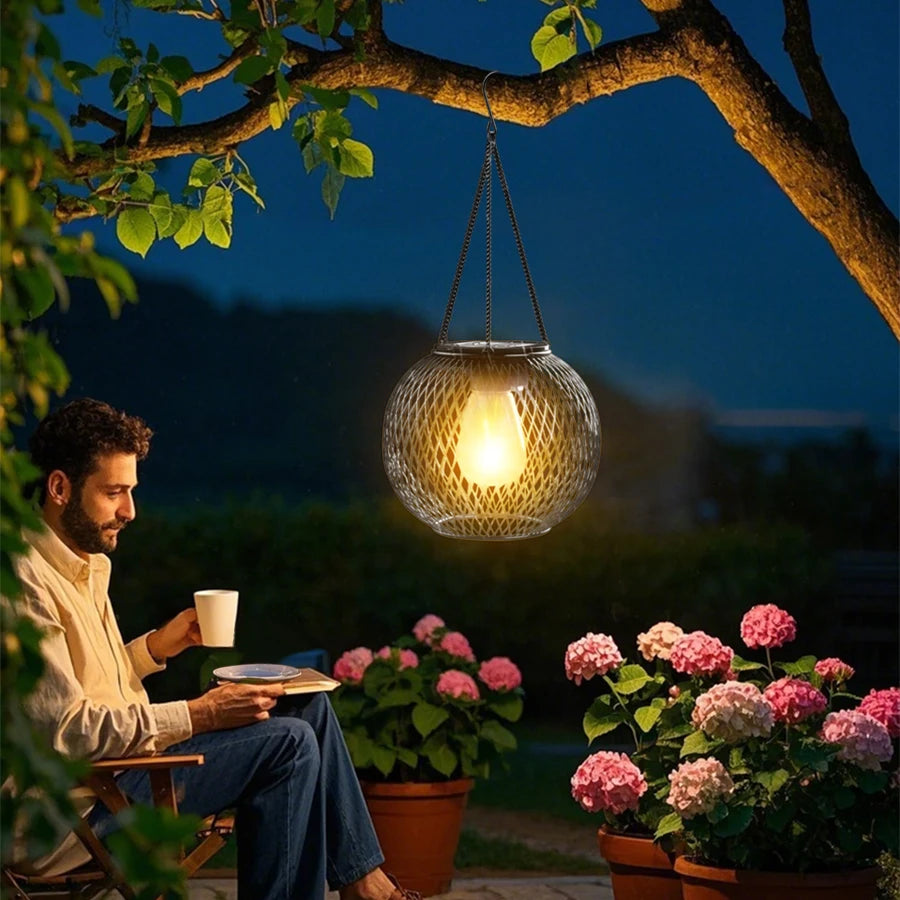 Outdoor Solar Hanging Iron Lantern