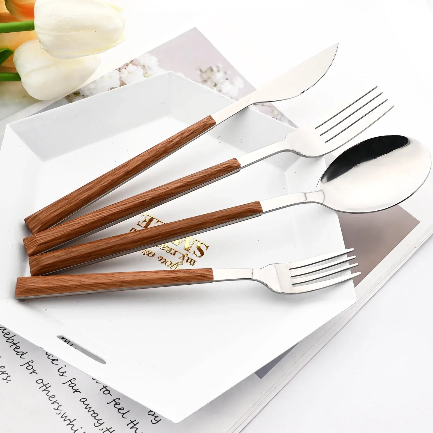 Stainless Steel Wooden Cutlery Set