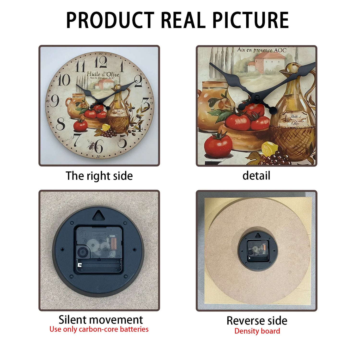 Retro Wooden Olive Wall Clock