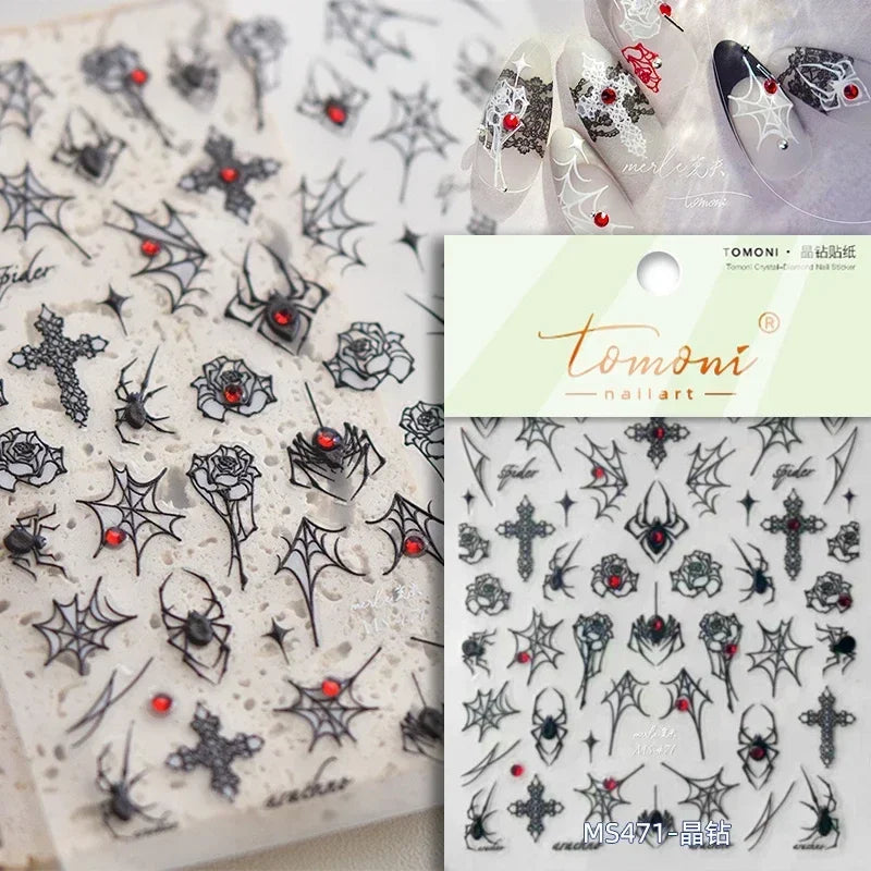 5D Spider Web Nail Sticker