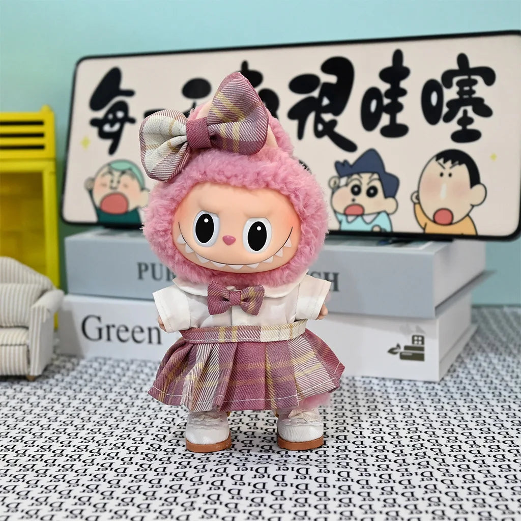 POP MART Labubu Doll 17cm JK Skirt Outfit Set
