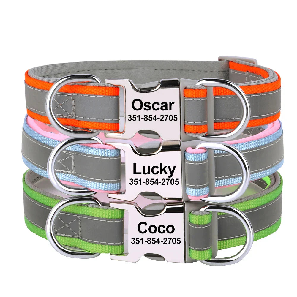 Reflective Personalized Nylon Dog Collar