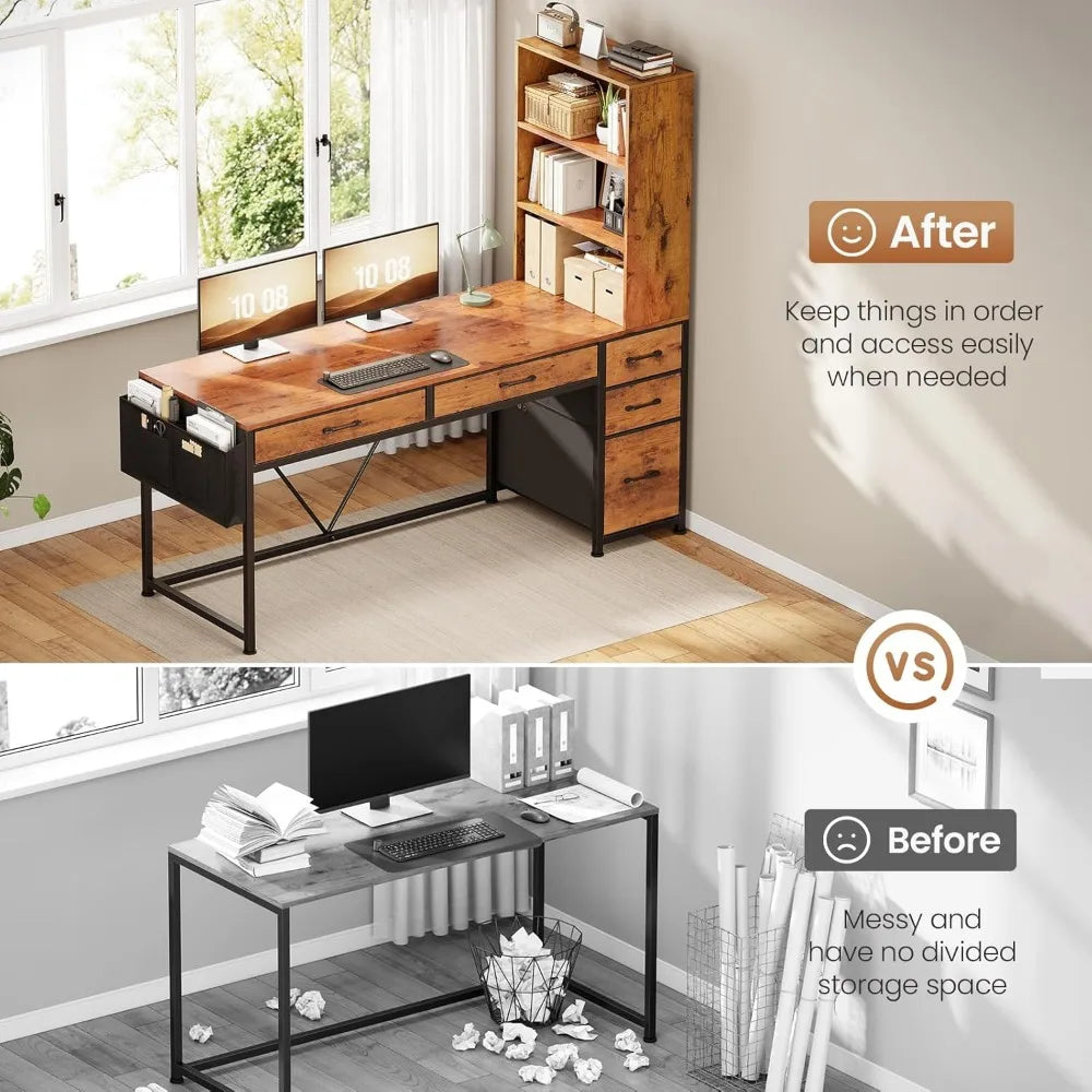 Reversible Computer Desk with Storage