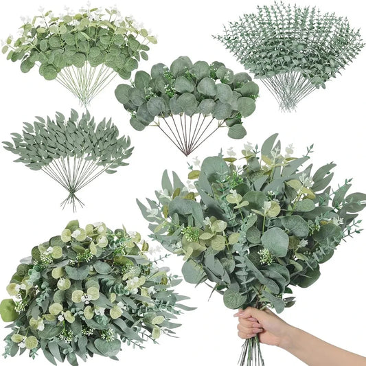 Artificial Eucalyptus Leaves Stems Set