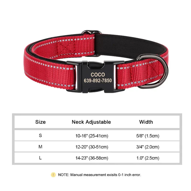 Reflective Personalized Nylon Dog Collar