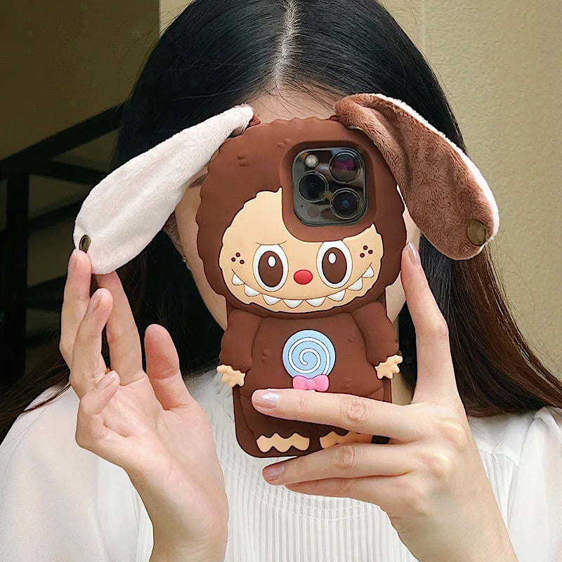 3D Plush Ear Pulling iPhone Case