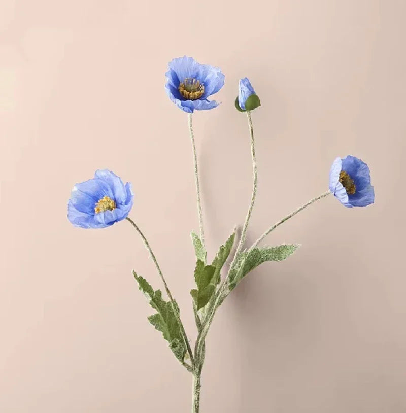 Silk Poppy Flower Branch