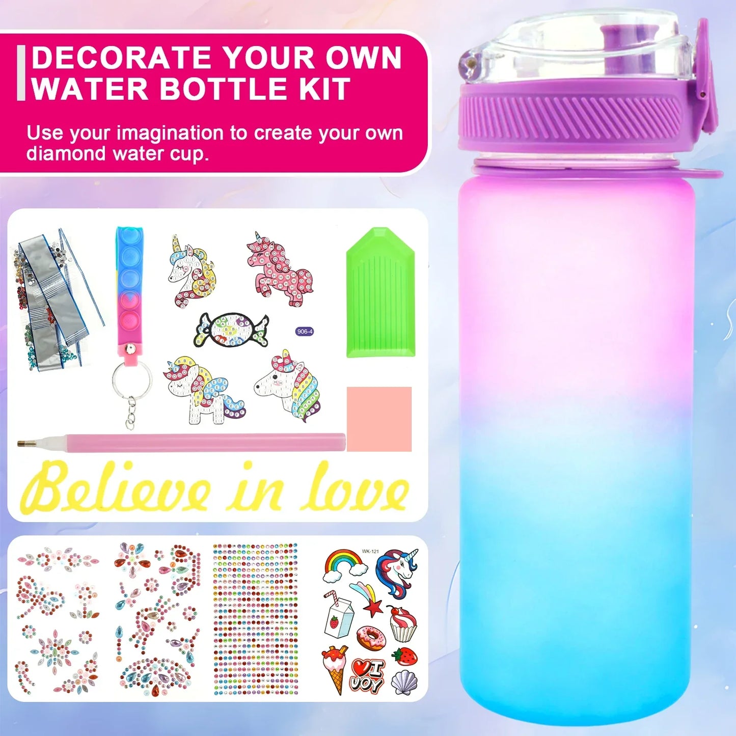 Kids Pretty Colorful Water Bottle