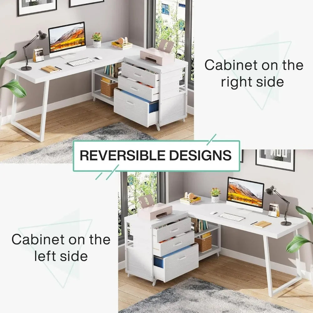 ANGDUO L-Shaped Industrial Office Desk