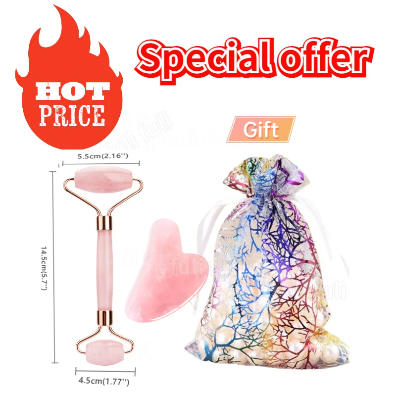 Rose Quartz Jade Roller Set